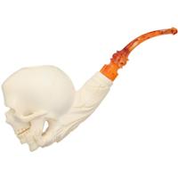 AKB Meerschaum Carved Hand Holding Skull (with Case)