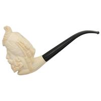 AKB Meerschaum Carved Bearded Man in Lattice Hat (with Case)
