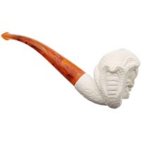 AKB Meerschaum Carved Skull with Cobra