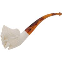 AKB Meerschaum Carved Skull with Batwings