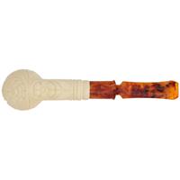AKB Meerschaum Carved Floral Bent Billiard (Yusuf) (with Case)