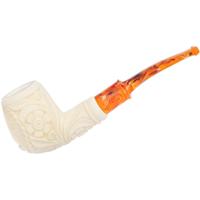 AKB Meerschaum Carved Masonic Bent Billiard (Yusuf) (with Case)
