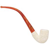AKB Meerschaum Carved Floral Bent Billiard (Selver) (with Case)