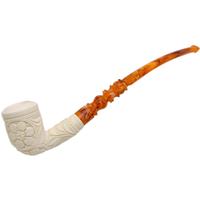 AKB Meerschaum Carved Floral Bent Billiard (Selver) (with Case)