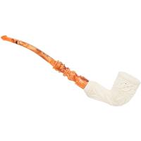 AKB Meerschaum Carved Floral Bent Dublin (Selver) (with Case)