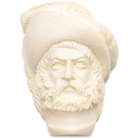AKB Meerschaum Carved Bearded Man Wearing Nightcap Smoking Pipe (with Case)