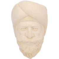 AKB Meerschaum Carved Bearded Man Reverse Calabash with Silver (A. Cevik) (with Case)