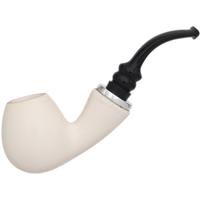 AKB Meerschaum Spot Carved Reverse Calabash Bent Brandy with Silver (with Case)