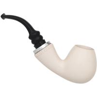 AKB Meerschaum Spot Carved Reverse Calabash Bent Brandy with Silver (with Case)
