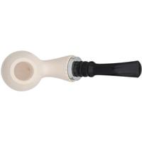 AKB Meerschaum Spot Carved Reverse Calabash Bent Brandy with Silver (with Case)