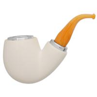 AKB Meerschaum Smooth Reverse Calabash Bent Billiard with Silver (with Case)