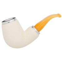AKB Meerschaum Rusticated Reverse Calabash Bent Billiard with Silver (with Case)