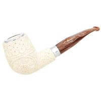 AKB Meerschaum Carved Floral Bent Billiard with Silver (Selver) (with Case)