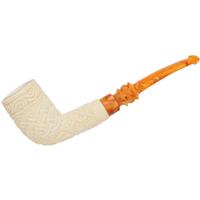 AKB Meerschaum Carved Floral Bent Stack (Selver) (with Case)