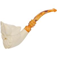 AKB Meerschaum Carved Bat Skull with Beard (Selver) (with Case)