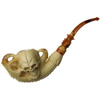 AKB Meerschaum Carved Skull in Dragon Claw with Tamper (with Case)