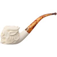AKB Meerschaum Carved Bat Skull with Horns (with Case)