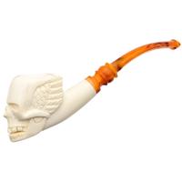 AKB Meerschaum Carved Skull with Wings (with Case)