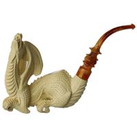 AKB Meerschaum Carved Dragon Clutching Skull (Ali) (with Case)