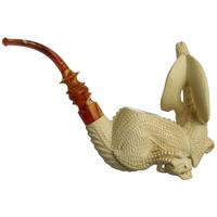 AKB Meerschaum Carved Dragon Clutching Skull (Ali) (with Case)