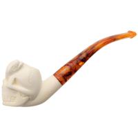AKB Meerschaum Carved Skull with Snake (with Case)