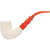 AKB Meerschaum Carved Basket Bent Billiard (Selver) (with Case)