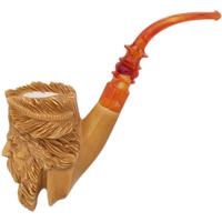 AKB Meerschaum Carved Bearded Man with Laurel Headpiece (Ali) (with Case)