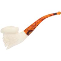 AKB Meerschaum Carved Skull with Hat (with Case)