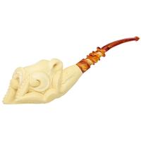 AKB Meerschaum Carved Dragon Claw Holding Egg (Ali) (with Case)