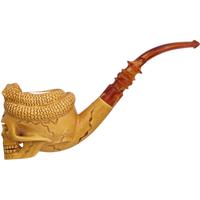 AKB Meerschaum Carved Skull and Snake (Ali) (with Case)