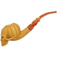 AKB Meerschaum Carved Skull Pumpkin Head (Ali) (with Case)