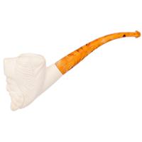 AKB Meerschaum Carved Bearded Hunter with Bear Cap (with Case)