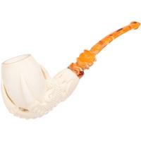 AKB Meerschaum Carved Dragon Claw Holding Smooth Egg (Selver) (with Case)