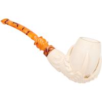 AKB Meerschaum Carved Dragon Claw Holding Smooth Egg (Selver) (with Case)