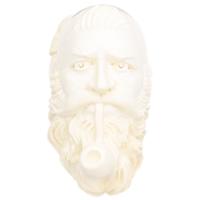 AKB Meerschaum Carved Bearded Man Wearing Nightcap Smoking PIpe (with Case)