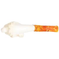 AKB Meerschaum Carved Bearded Man Wearing Nightcap Smoking PIpe (with Case)
