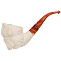 AKB Meerschaum Carved Viking with Horned Cap & Eyepatch (with Case)