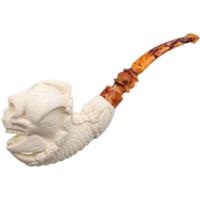 AKB Meerschaum Carved Dragon Claw Holding Skull (Selver) (with Case)