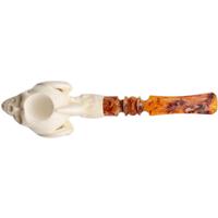 AKB Meerschaum Carved Dragon Claw Holding Skull (Selver) (with Case)