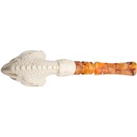 AKB Meerschaum Carved Dragon Claw Holding Skull (Selver) (with Case)