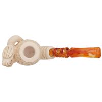 AKB Meerschaum Carved Dragon on Floral Egg (I. Baglan) (with Case)