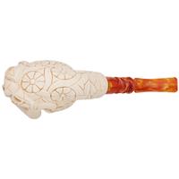 AKB Meerschaum Carved Dragon on Floral Egg (I. Baglan) (with Case)
