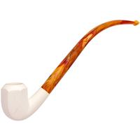 AKB Meerschaum Carved Paneled Bent Billiard Churchwarden (Ali) (with Case)