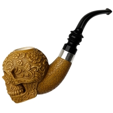 AKB Meerschaum Carved Calavera with Silver (Kenan) (with Case)