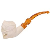 AKB Meerschaum Carved Bat Skull (Selver) (with Case)