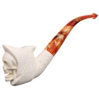 AKB Meerschaum Carved Hooded Skull (with Case)