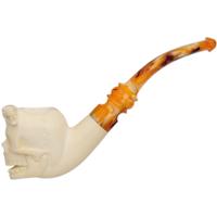AKB Meerschaum Carved Skull with Snake (with Case)