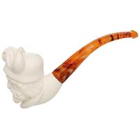 AKB Meerschaum Carved Bearded Viking with Horned Cap (with Case)