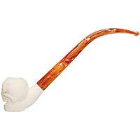 AKB Meerschaum Carved Skull Churchwarden (with Case)