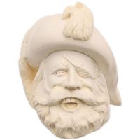 AKB Meerschaum Carved Pirate with Eyepatch & Feathed Cap (with Case)